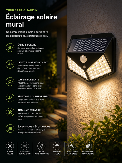 Lampe solaire murale LED extérieure NOXIHOME - terrasse et jardin